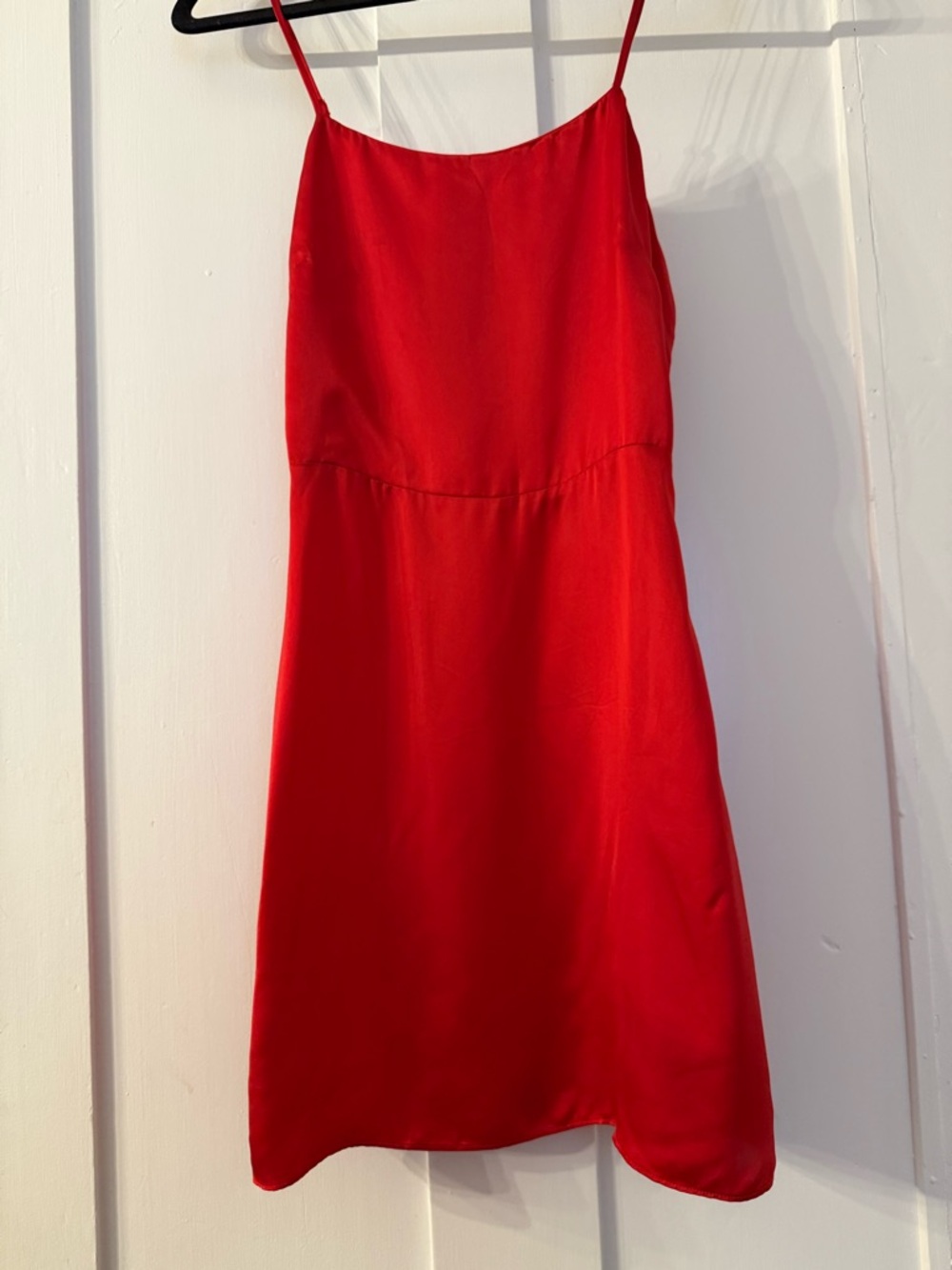 Aritzia Isabelle Dress. Red Satin Dress with Spaghetti Straps